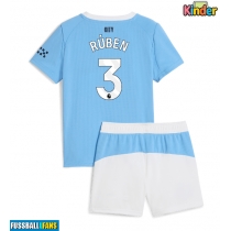 Manchester City Ruben Dias #3 Heimtrikotsatz Kinder 2025-26 Kurzarm (+ Kurze Hosen)